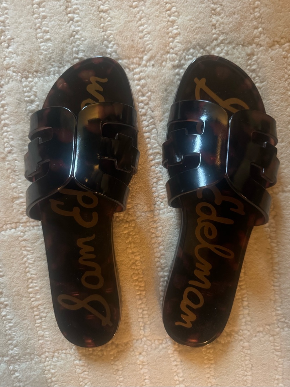 Sam Edelman Tortoiseshell Black and Brown Slide Sandals